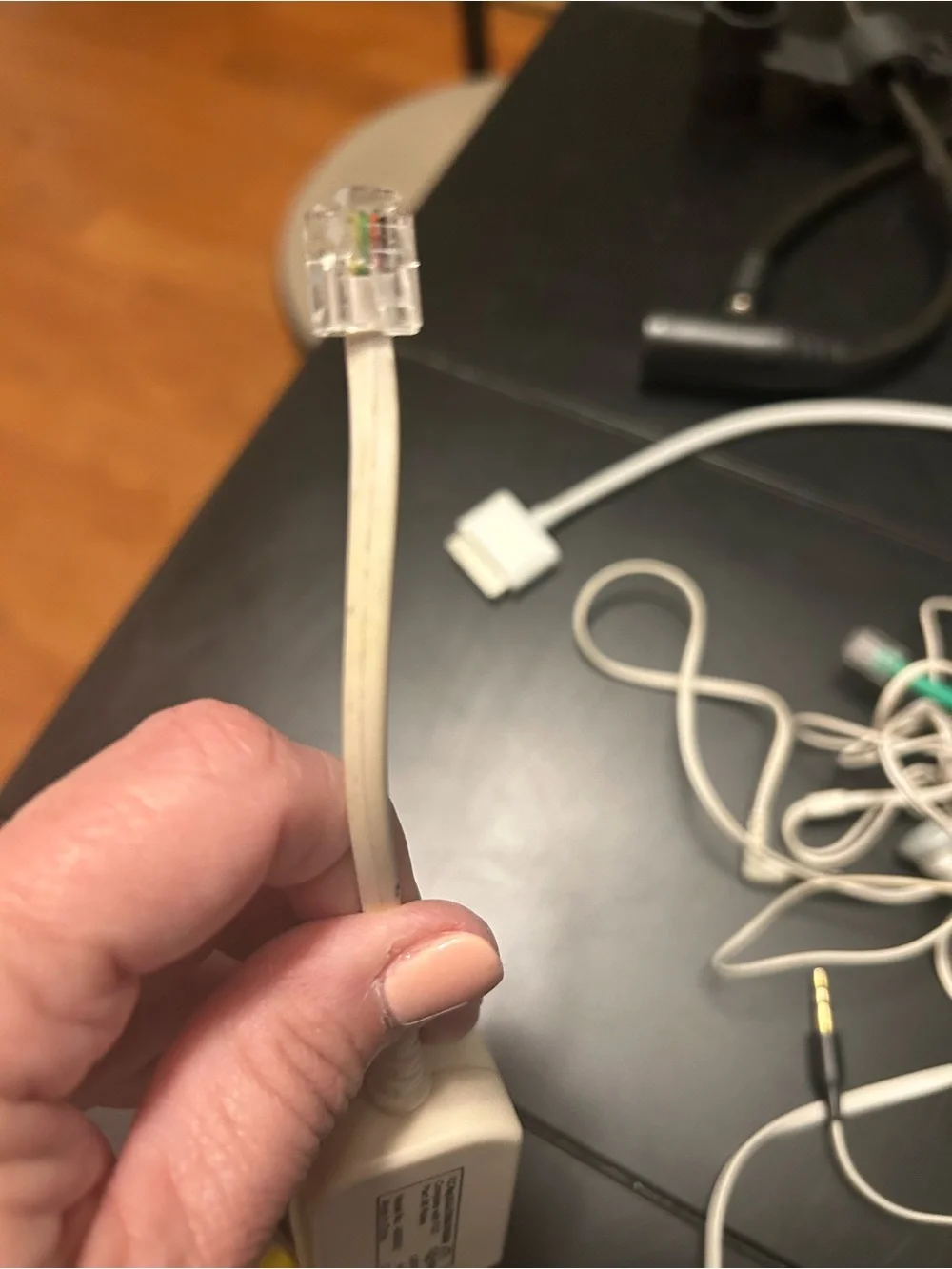Assorted Green and White Cell Phone Accessory Cables and Adapters and more